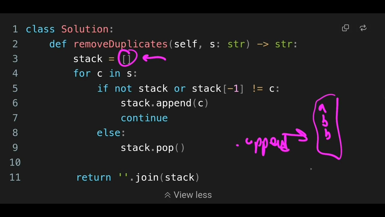Leetcode 1047 Easy - Remove All Adjacent Duplicates In String - YouTube