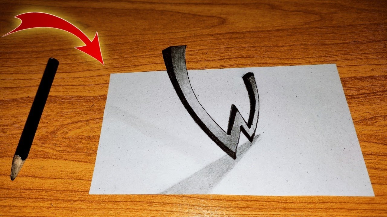 Letter "W" Drawing How to Draw letter W in 3D YouTube