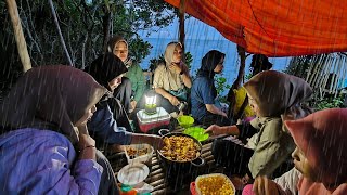 Heavy Rain Camping - Hit by Heavy Rain Multiple Times at Night - Grill BBq with Friends