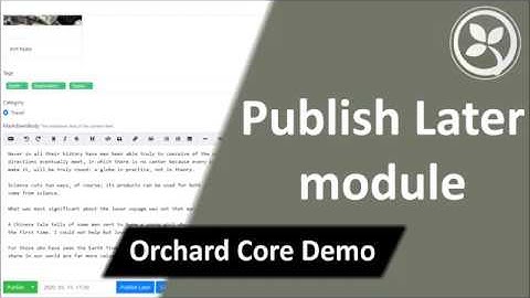 Publish Later module - Orchard Core Demo