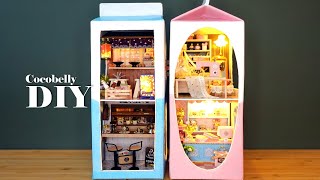 Milk Carton Dollhouses | DIY Miniature Crafts | Relaxing Satisfying Video