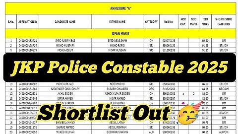 JKP Police Constable Shortlist Out 🥳 ll JKP Police Result Kaise Check kare ll Shortlist Out