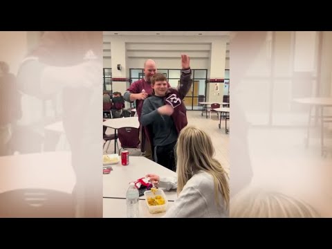 Eula High School coach delivers letterman jacket to Special Olympics athlete, Lane Bryce