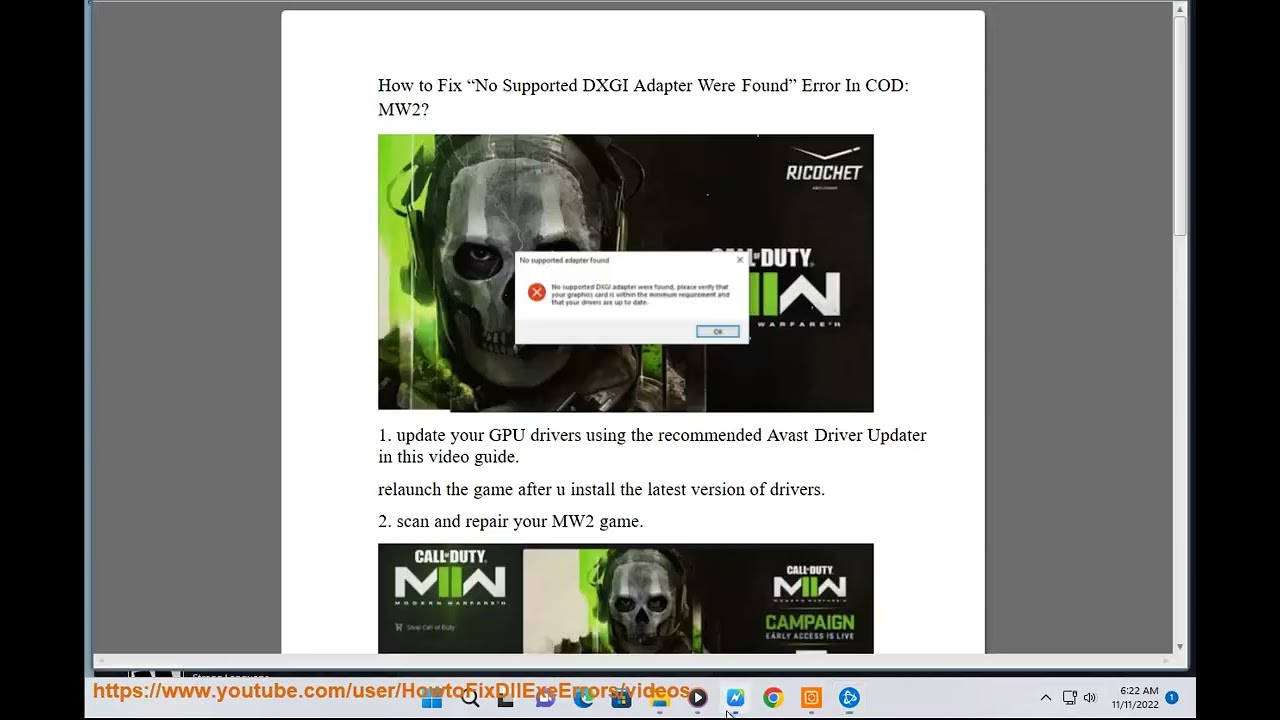 Modern Warfare 2 - How to fix 'No Supported DXGI Adapter Were