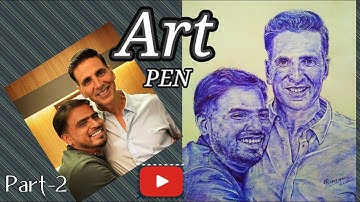 Akshay Kumar with Amit Bhadana|| portrait Drawing|| Ballpoint pen || drawing art tutorial part-2