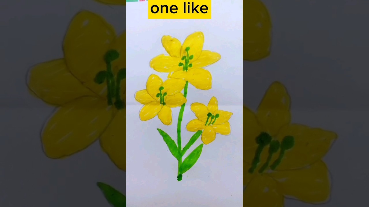 How to make Yellow flower🌼🌼🌼drawing on paper