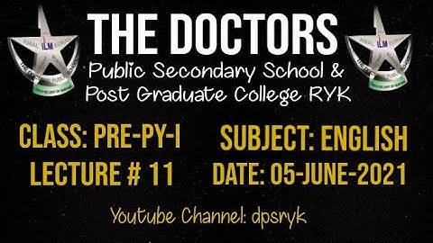 Class Pre-Py-1 English Lecture # 11 [05-June-2021] dpsryk