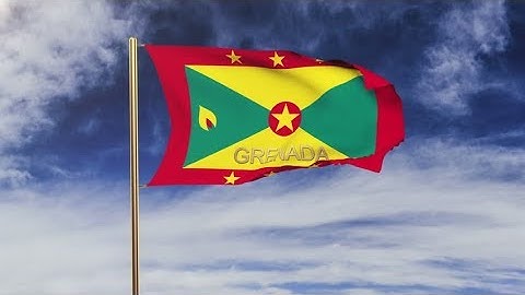 4K Grenada flag with title waving in the wind. Looping sun rises style. Animation loop Stock video