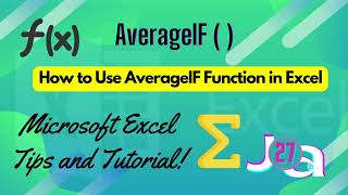 How to Use AverageIF Function in Excel | Excel Formula for Conditional Averages | #Ja27 | #excel