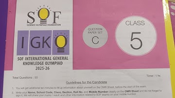 SOF| International General Knowledge Olympiad 2025-2026|Class-5| Set-C