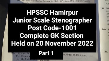 @HimachalExamHub HPSSC Hamirpur (Junior Scale Stenographer) Post Code-1001 (Complete GK Section)