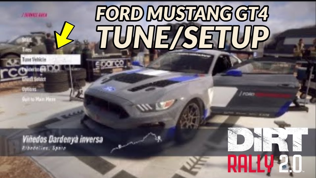 Dirt Rally 2.0 FORD MUSTANG GT4 TUNE/SETUP Tame The BEAST + Reply Spain -  YouTube