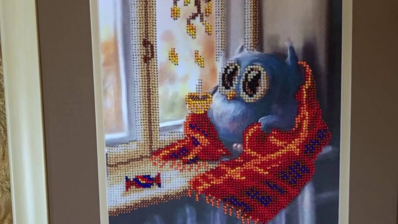 Как самим оформить в багет вышивку бисером. - YouTube