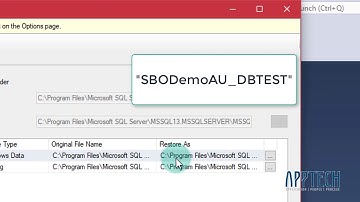 APPTech How to: Restore Database