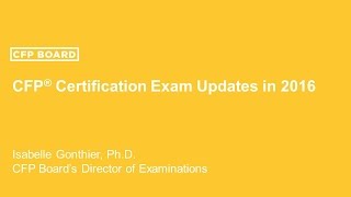 cfp certification exam updates in 2016