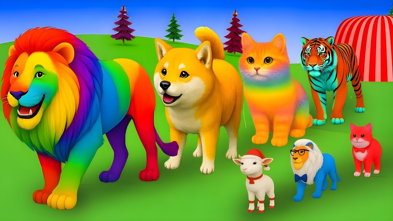 Long Slide Game With Cow Elephant Gorilla Hippopotamus Tiger 3d Animal ...