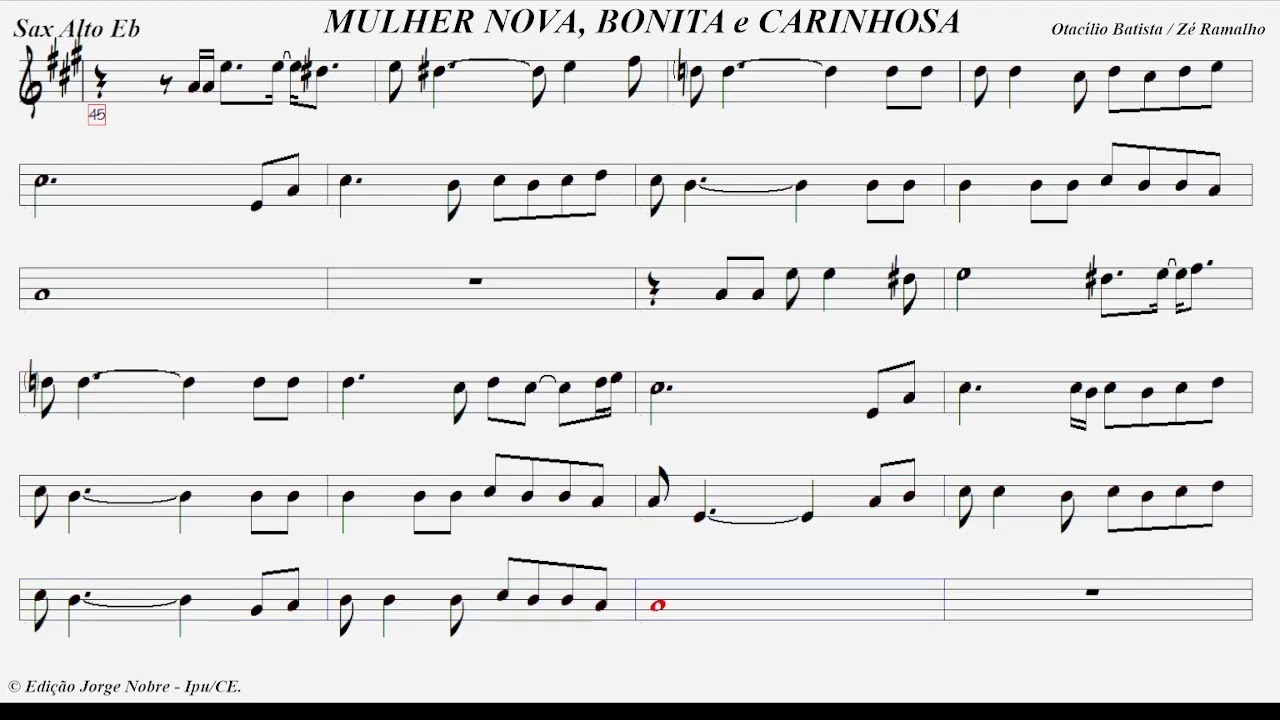 MULHER NOVA, BONITA e CARINHOSA - Sax Alto Eb - YouTube
