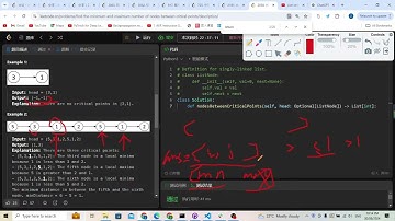 Leetcode 2058. Find the Minimum and Maximum Number of Nodes Between Critical Points (linked list)