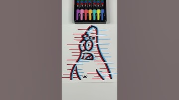 Drawing Patrick Star with Posca Markers! Glitch Effect! #shorts