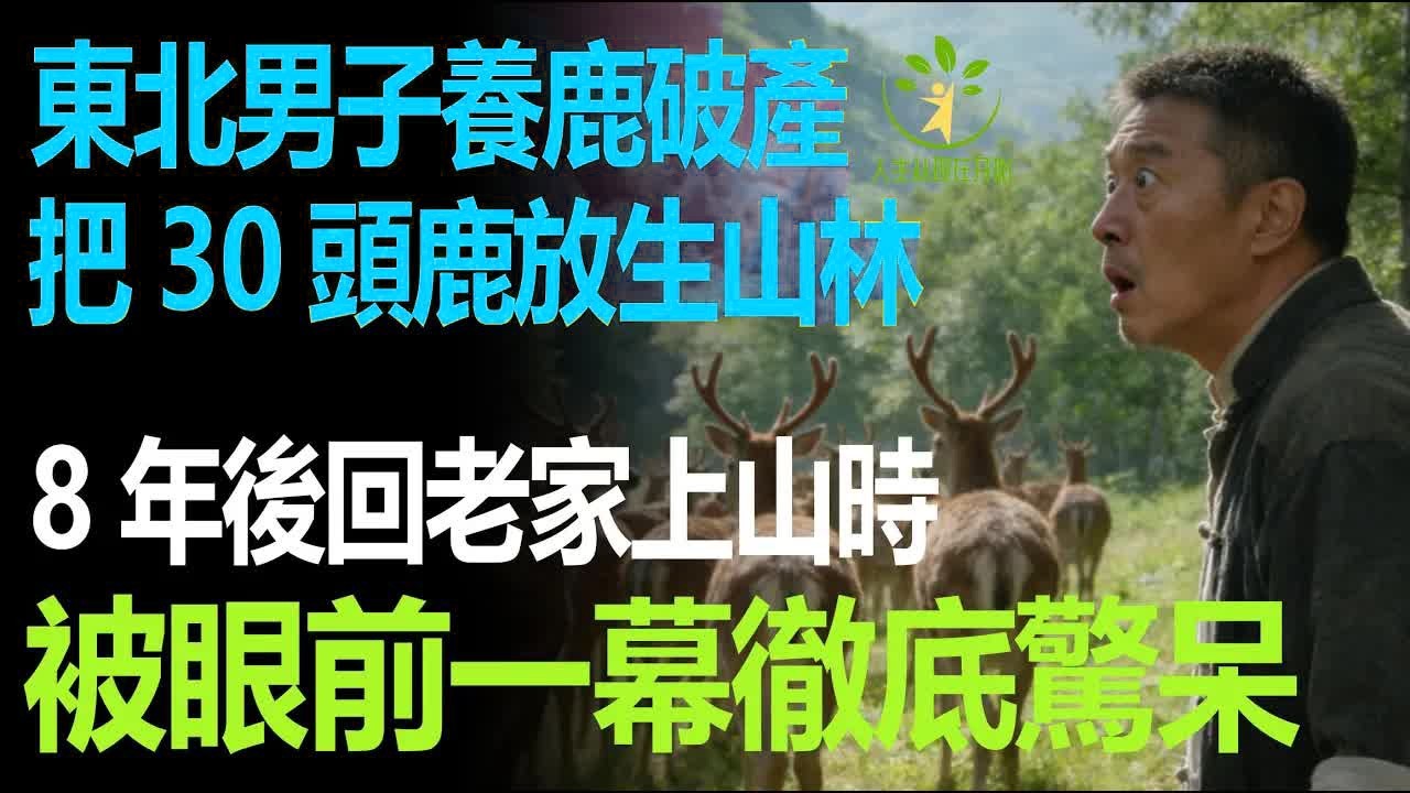 東北一男子養鹿破產，把30頭鹿全部放生到山林，8年後回老家上山時，被眼前一幕驚呆