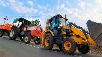 JCB 3dx Backhoe Loading Mud in Tractors Swaraj 744 FE Swaraj 744 XT Tractor #jcb #jcbvideo #tractor