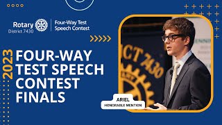 Rotary District 7430 Four-Way Test Speech Contest 2023 // Ariel - Honorable Mention
