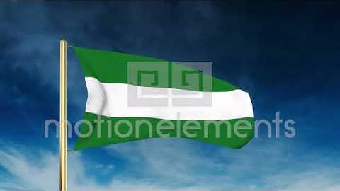 Andalucia Flag Slider Style. Waving In The Win With Cloud Background Animation Stock Animation