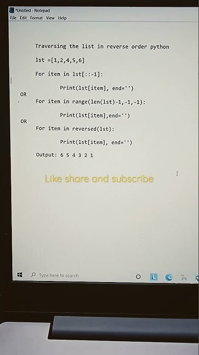 reverse traversing of list in python - YouTube