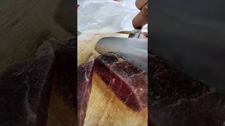 cutting frozen icy beef shank into lpmg strips#beef #asmrsounds #satisfying #viralshort #shortvideo