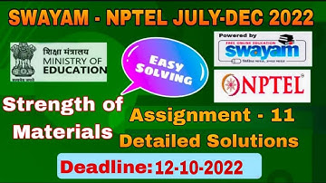 NPTEL Strength of Materials  #assignment -11 I July-Dec 2022 I Detailed Solutions