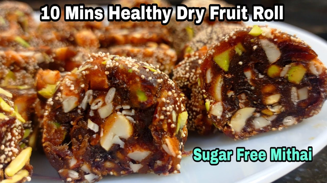 10 Min Khajur Barfi Sugar Free Dates Dry Fruit Roll Recipe Khajur
