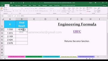 ERFC Engineering Function with Example in MS Office Excel Spreadsheet 2016