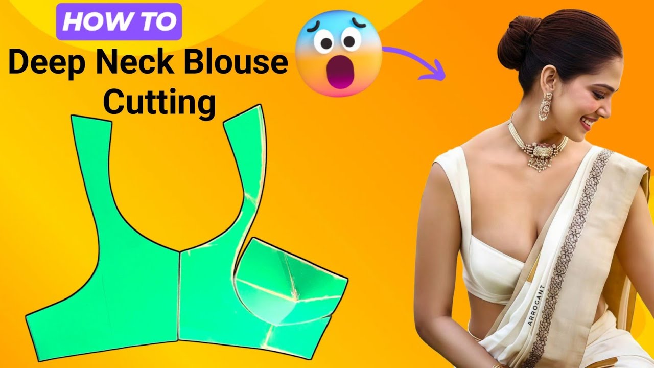 Sleeveless Front Deep Neck Choli Design Blouse Cutting