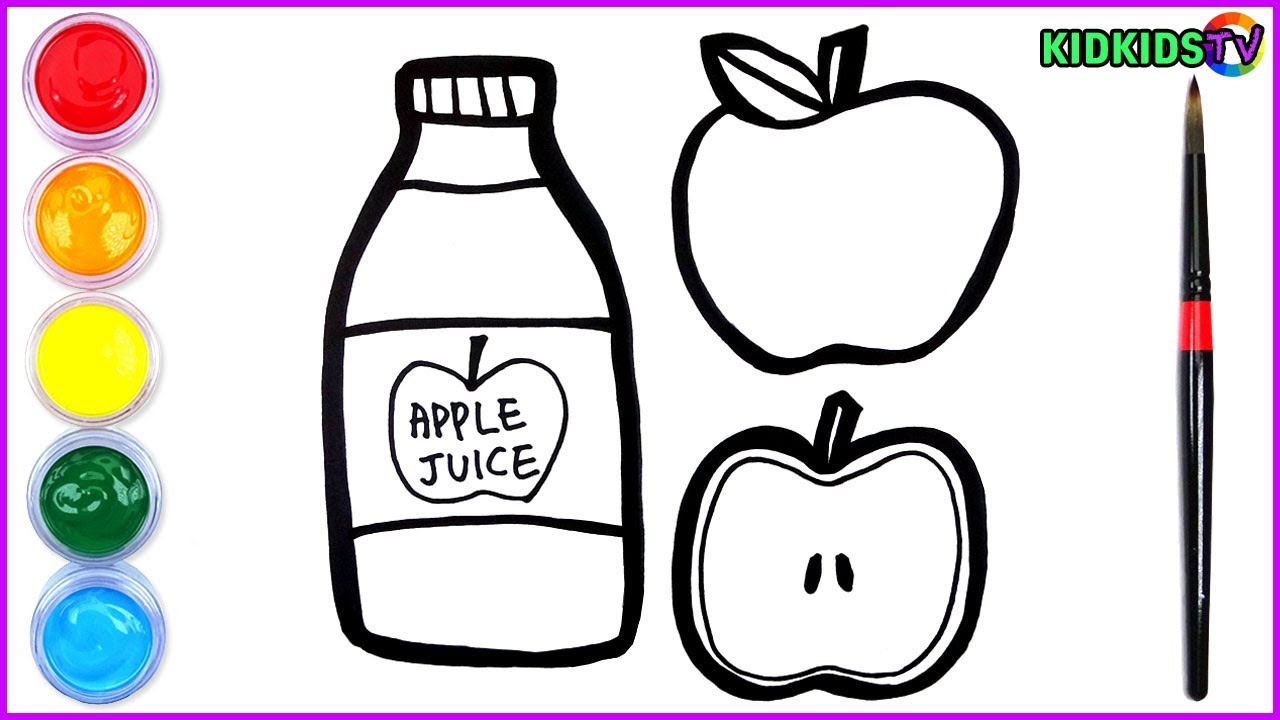 Download Apple Juice and Apple Coloring and Drawing ⎮ How to Draw ...