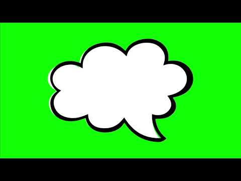 Outlined Cloud Thought Bubble - Comic Green Screen