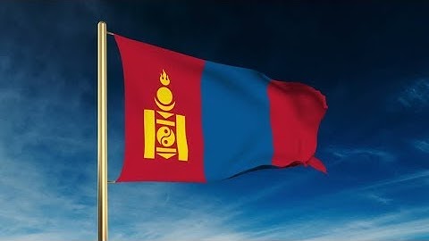 4K Mongolia flag slider style. Waving in the wind with cloud background animation Stock video