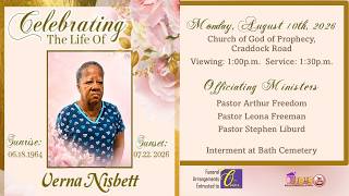 Celerating the life of Verna Nisbett ~ 1:00pm ~ Monday, August 10, 2026 ~ Craddock Road COGOP