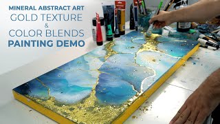 ACRYLIC PAINTING | COLORED MARBLE & TEXTURED GOLD | painting demo