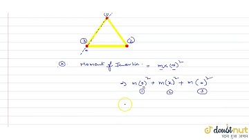 Three particles, each of mass 200 g are kept at the corners of an equilateral triangle of side 1...