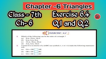 Q.1 and Q.2 | Class 7th | Exercise 6.4 | Math | Chapter 6 | Triangles |  PSEB | Simple methods |