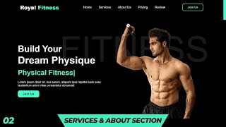 Complete Responsive GYM Website using HTML CSS And JavaScript | Services & About Us Section