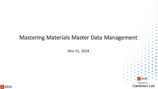 Mastering Materials Master Data Management