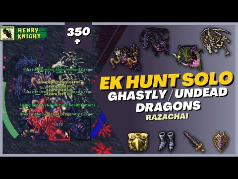 TIBIA: EK HUNT SOLO #48 RAZACHAI (GHASTLY E UNDEAD DRAGONS)