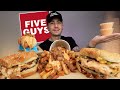 MUKBANG EATING "Animal-Style" Five Guys Burgers, Cheese Dog and Cajun Fries