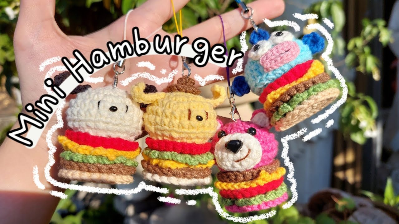How to crochet mini HAMBURGER | Crochet HAMBURGER | Hướng dẫn móc BÁNH HAMBURGER bằng len | Lem'n Do