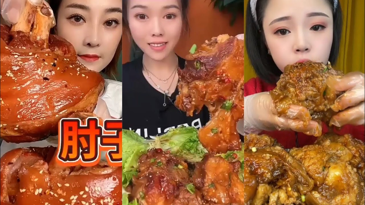 CHINESE MUKBANGERS EATING PORK LEG COMPILATION 🔥🤤 I MUKBANG SHORTS