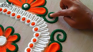 Navratri Special Rangoli Design/Simple Diwali Rangoli using Spoon/Easy Latest Muggulu/Easy Rangoli