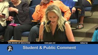 Regular Meeting of the Board of Education -  September 4, 2018
