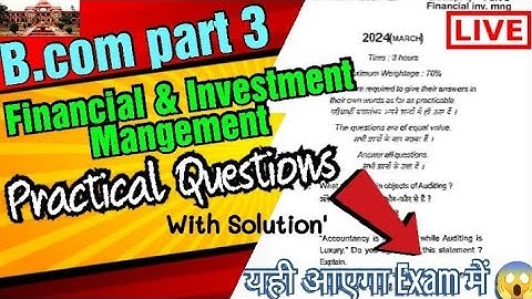 Financial Management vvi practical question ||Lnmu Bcom part 3 ||