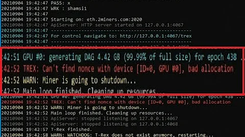 How to fix T-rex Miner GPU error - Trex : can't find nonce with device, Bad Allocation